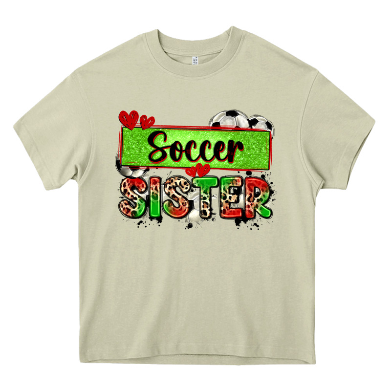 Soccer Sister With Leopard Heavy Core Tee by Zillion Design Studio | Teevron