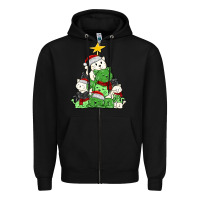 Black Christmas cat tree Zipper Hoodie - MaliasSmallBusiness