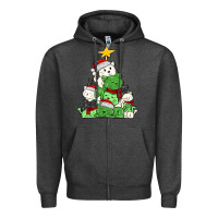 Charcoal Heather Christmas cat tree Zipper Hoodie - MaliasSmallBusiness
