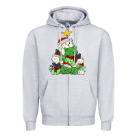 Heather Grey Christmas cat tree Zipper Hoodie - MaliasSmallBusiness