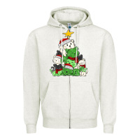 Oatmeal Heather Christmas cat tree Zipper Hoodie - MaliasSmallBusiness