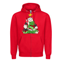 Red Christmas cat tree Zipper Hoodie - MaliasSmallBusiness