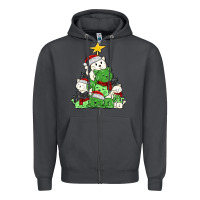 Smoke Christmas cat tree Zipper Hoodie - MaliasSmallBusiness