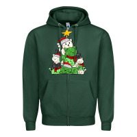 Sports Green Christmas cat tree Zipper Hoodie - MaliasSmallBusiness