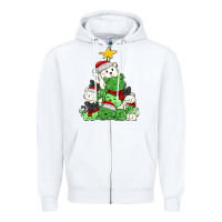 White Christmas cat tree Zipper Hoodie - MaliasSmallBusiness
