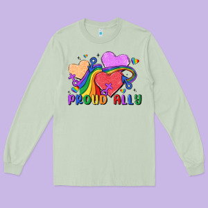 Proud Ally Long Sleeve Tee Designed By Maliassmallbusiness