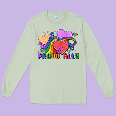Proud Ally Long Sleeve Tee Designed By Maliassmallbusiness