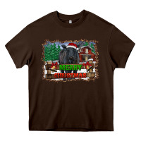 Chocolate Brown merry christmas black angus cattle and farm Heavy Core Tee - RanaPortraitStore