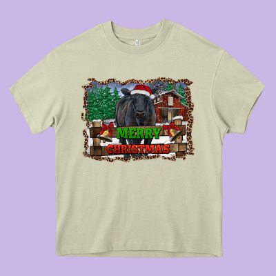 Merry Christmas Black Angus Cattle And Farm Heavy Core Tee Designed By Ranaportraitstore