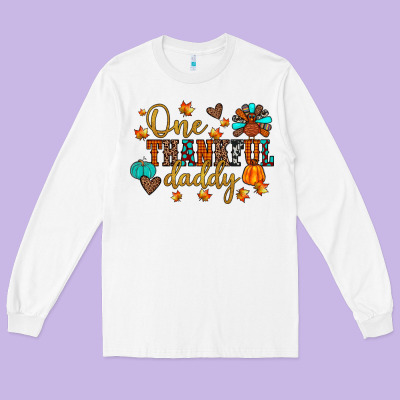 One Thankful Daddy Long Sleeve Tee Designed By Jahusdesignshop