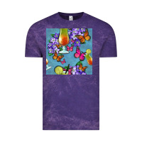 Cloud Purple butterfly cocktail Vintage Tee - BundleAndBundleShop