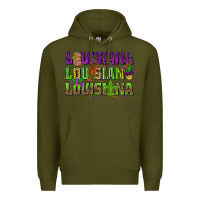 Army Green Louisiana Mardi Gras Premium Hoodie - NancyCooperArtShop