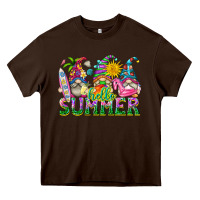 Chocolate Brown hello summer gnome Heavy Core Tee - texasbilliewilder
