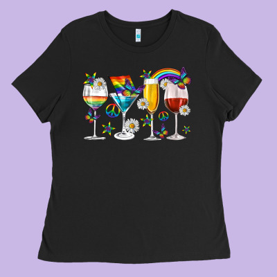 Ladies Tee pride lgbtq wine cups and glasses