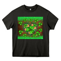 Asphalt st.patricks heart shamrocks glitter Heavy Core Tee - BarkalooDesign