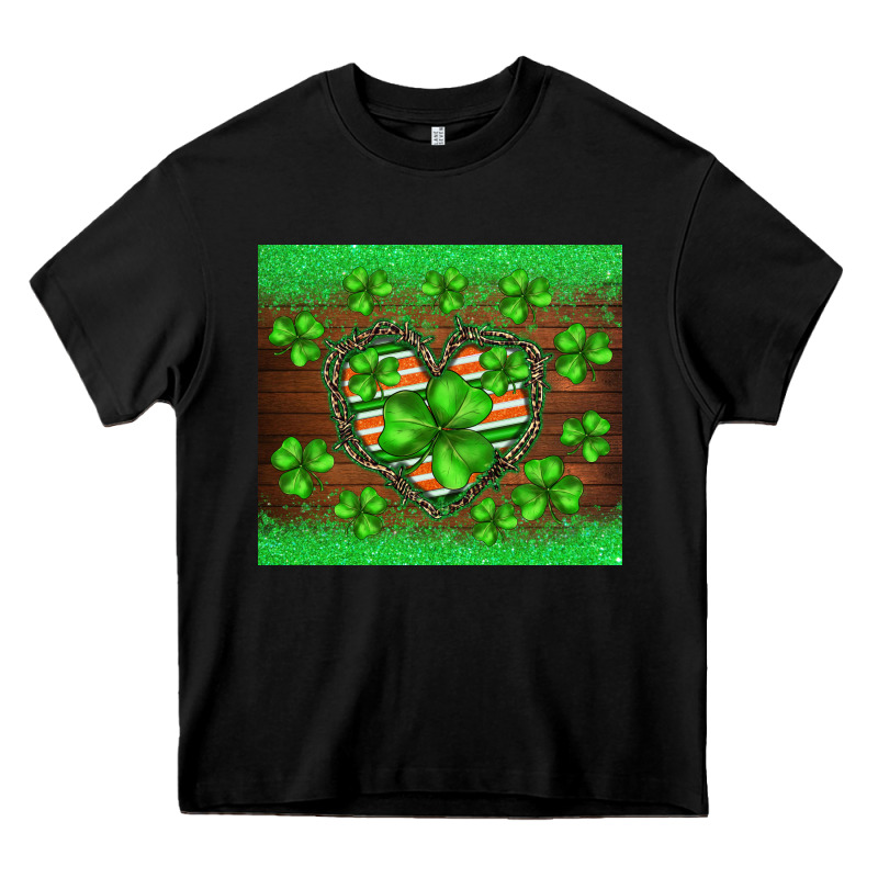 St.patricks Heart Shamrocks Glitter Heavy Core Tee by BarkalooDesign | Teevron
