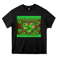 Black st.patricks heart shamrocks glitter Heavy Core Tee - BarkalooDesign