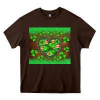 Chocolate Brown st.patricks heart shamrocks glitter Heavy Core Tee - BarkalooDesign