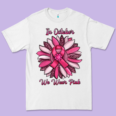 In October We Wear Pink Sunflower Premium Tee Designed By Ranaportraitstore