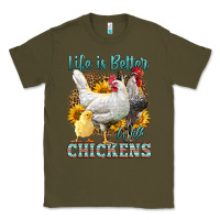 Army Green Western Life Is Better With Chickens Classic Tee - LillyAllenDesigns