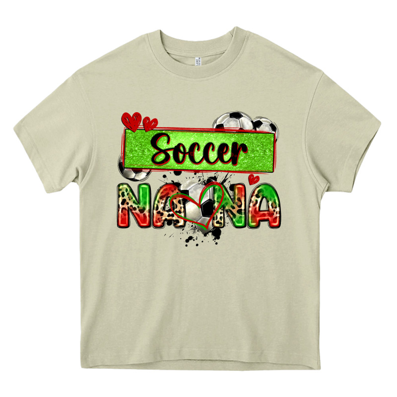 Soccer Nana With Leopard Heavy Core Tee by Zillion Design Studio | Teevron