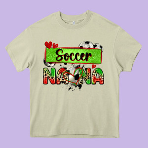 Soccer Nana With Leopard Heavy Core Tee Designed By Zillion Design Studio