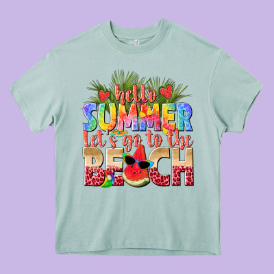 Hello Summer Lets Go To The Beach Heavy Core Tee Designed By Texasbilliewilder