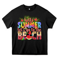 Black hello summer lets go to the beach Heavy Core Tee - texasbilliewilder