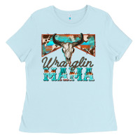 Baby Blue wranglin mama Ladies Tee - Zillion Design Studio