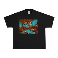 Black turquoise glitter leopard background Urban Heavy Tee - AdoDesignShop