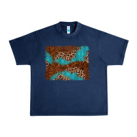 Navy turquoise glitter leopard background Urban Heavy Tee - AdoDesignShop
