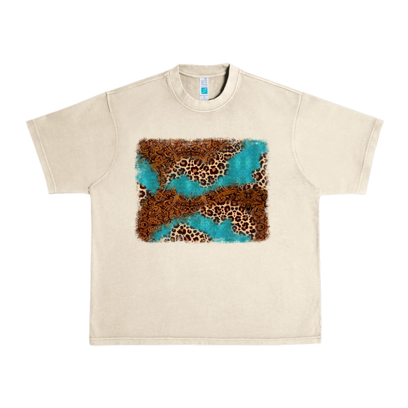 Turquoise Glitter Leopard Background Urban Heavy Tee by AdoDesignShop | Teevron