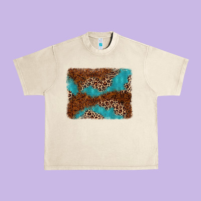 Turquoise Glitter Leopard Background Urban Heavy Tee Designed By Adodesignshop