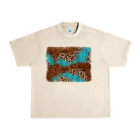 Sandshell turquoise glitter leopard background Urban Heavy Tee - AdoDesignShop