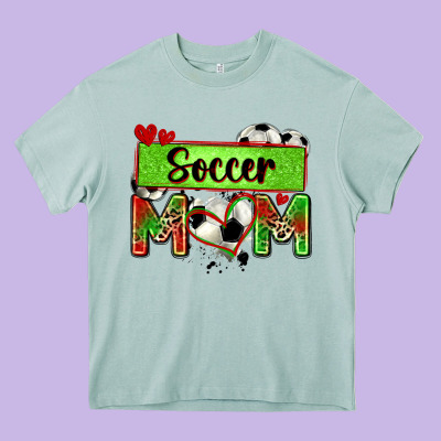 Soccer Mom With Leopard Heavy Core Tee Designed By Zillion Design Studio