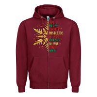 Burgundy christmas snowflake Zipper Hoodie - MaliasSmallBusiness