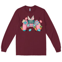 Burgundy happy easter Long Sleeve Tee - MaliasSmallBusiness