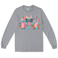 Heather Grey happy easter Long Sleeve Tee - MaliasSmallBusiness