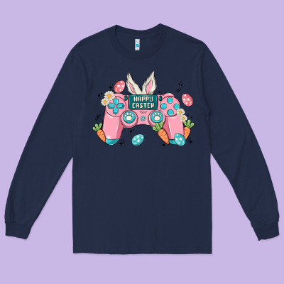 Happy Easter Long Sleeve Tee Designed By Maliassmallbusiness