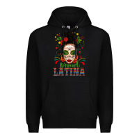 Black Proud Latina Skull Girl Messy Bun Premium Hoodie - texasbilliewilder