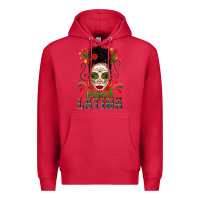Cardinal Proud Latina Skull Girl Messy Bun Premium Hoodie - texasbilliewilder