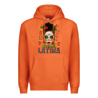 Carrot Proud Latina Skull Girl Messy Bun Premium Hoodie - texasbilliewilder