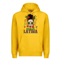 Lemon Proud Latina Skull Girl Messy Bun Premium Hoodie - texasbilliewilder