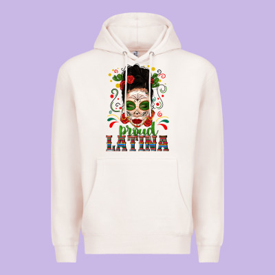 Proud Latina Skull Girl Messy Bun Premium Hoodie Designed By Texasbilliewilder
