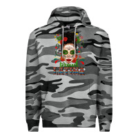 Slate Camo Proud Latina Skull Girl Messy Bun Premium Hoodie - texasbilliewilder