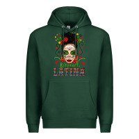 Sports Green Proud Latina Skull Girl Messy Bun Premium Hoodie - texasbilliewilder