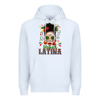 White Proud Latina Skull Girl Messy Bun Premium Hoodie - texasbilliewilder