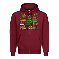 Burgundy feliz navidad Zipper Hoodie - MaliasSmallBusiness