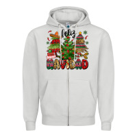 Dove Grey feliz navidad Zipper Hoodie - MaliasSmallBusiness