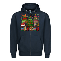 Navy feliz navidad Zipper Hoodie - MaliasSmallBusiness